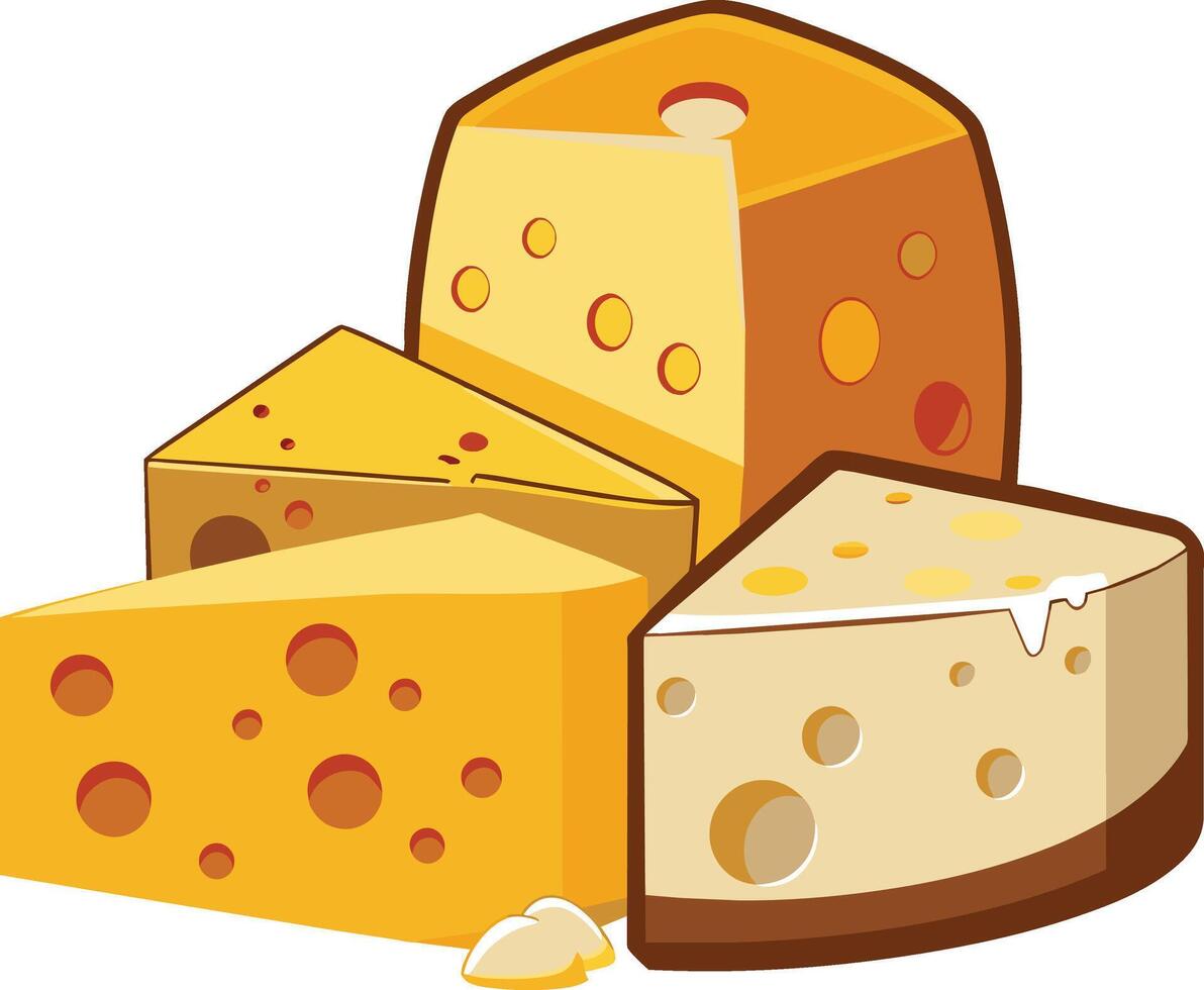 Cheese and slice on white background vector