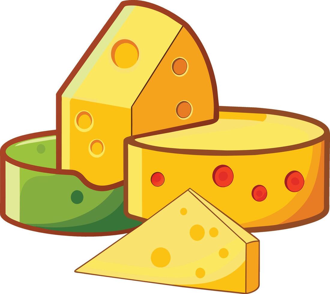 Cheese and slice on white background vector
