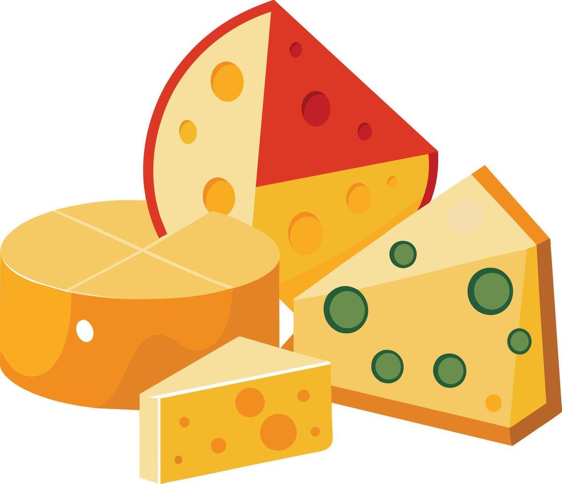 Cheese and slice on white background vector