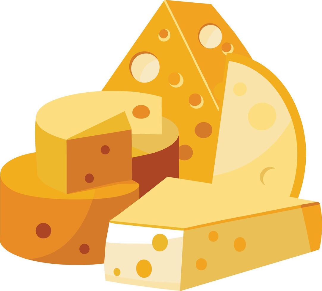 Cheese and slice on white background vector