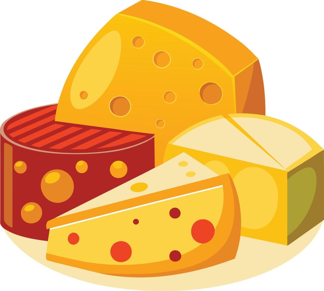 Cheese and slice on white background vector