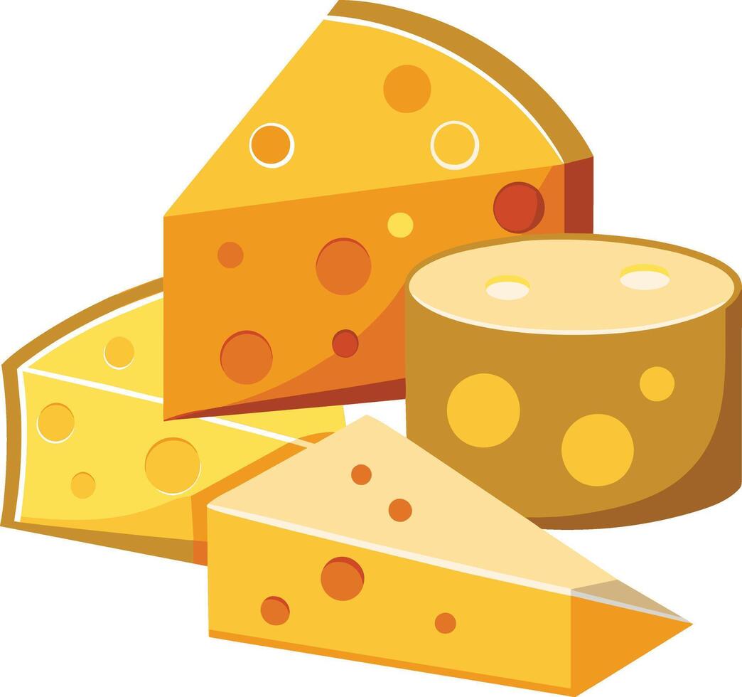 Cheese and slice on white background vector