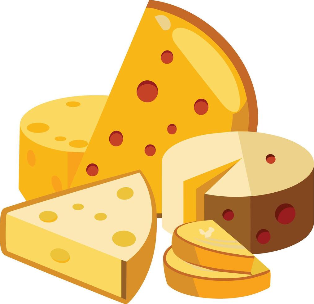 Cheese and slice on white background vector