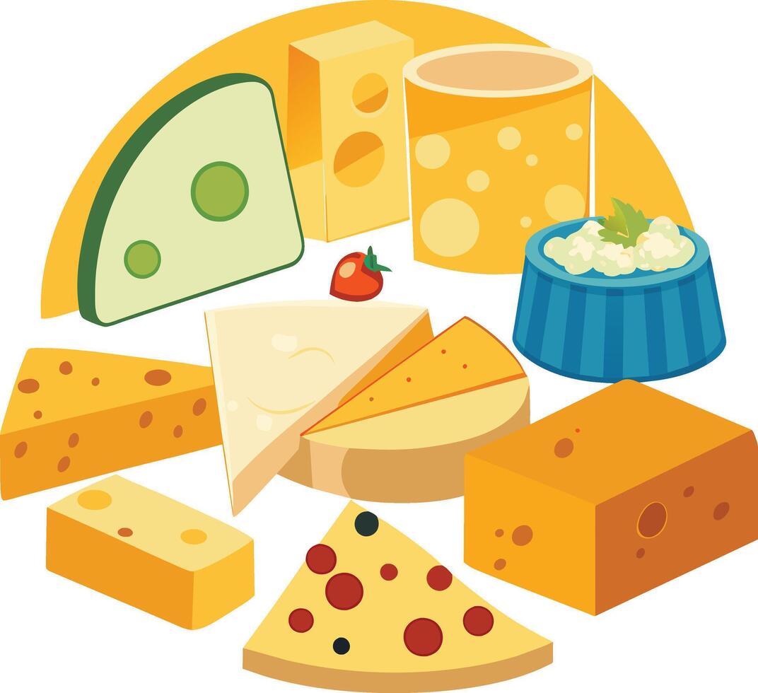 Cheese and slice on white background vector