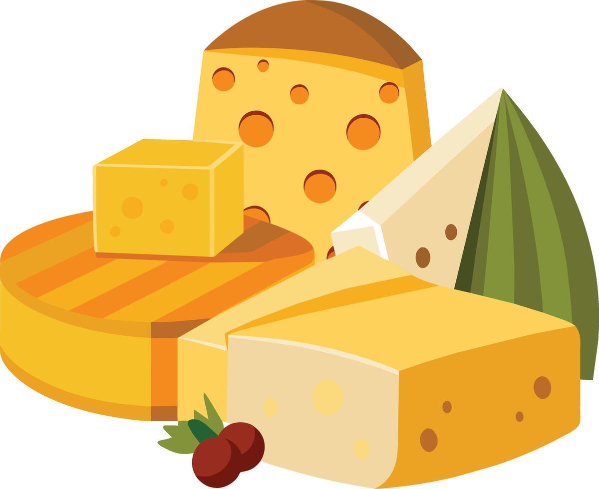 Cheese and slice on white background vector