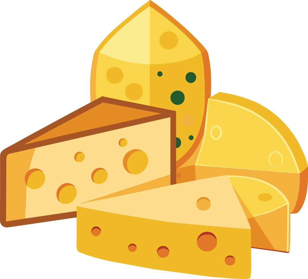 Cheese and slice on white background vector