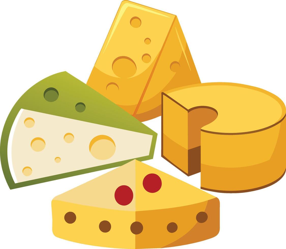 Cheese and slice on white background vector