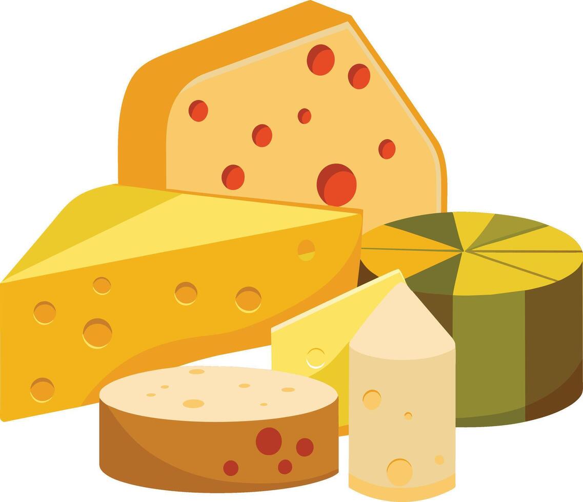 Cheese and slice on white background vector