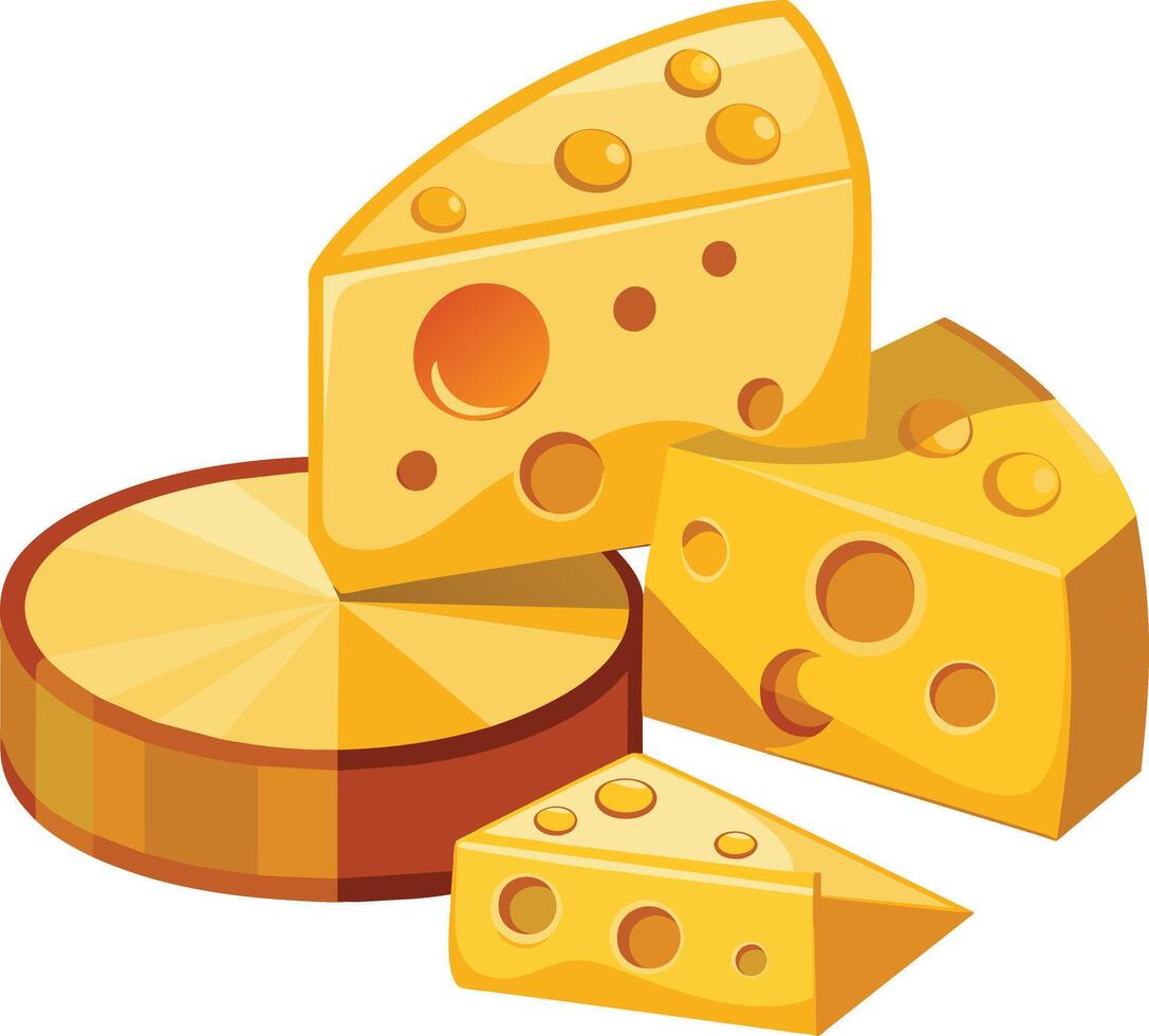 Cheese and slice on white background vector
