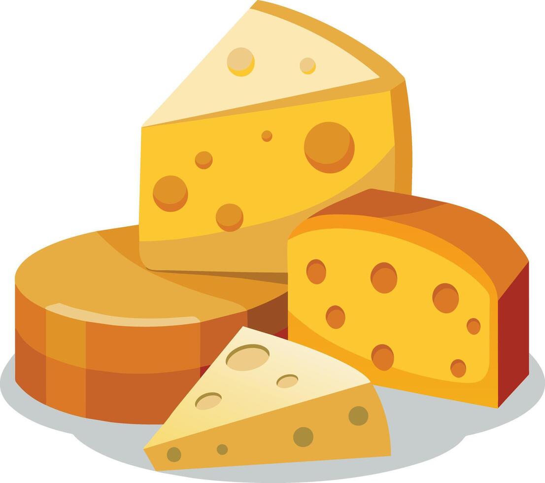Cheese and slice on white background vector