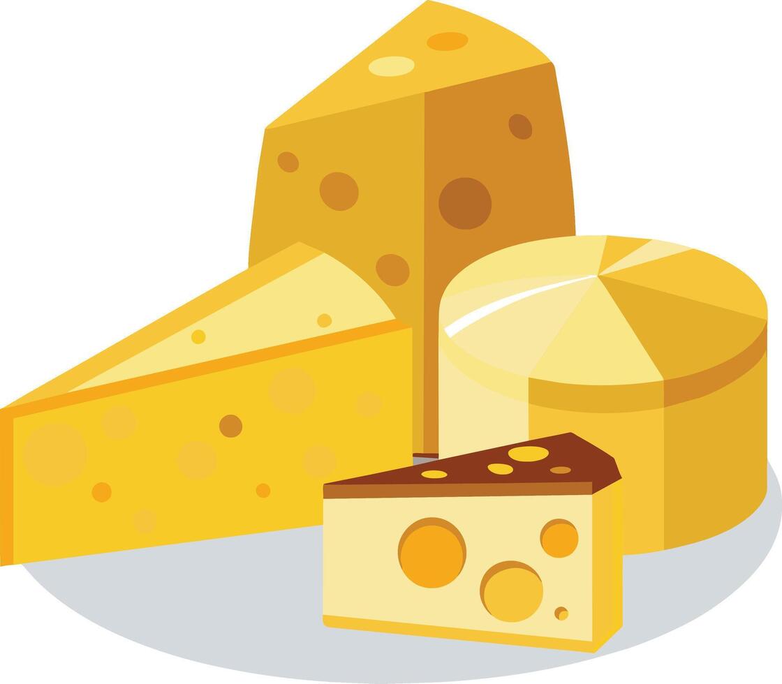 Cheese and slice on white background vector