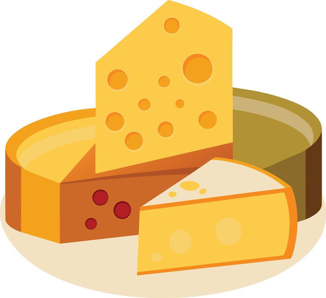 Cheese and slice on white background vector