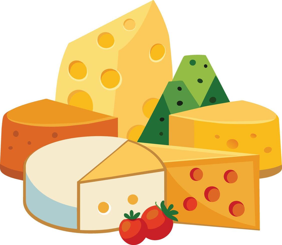 Cheese and slice on white background vector