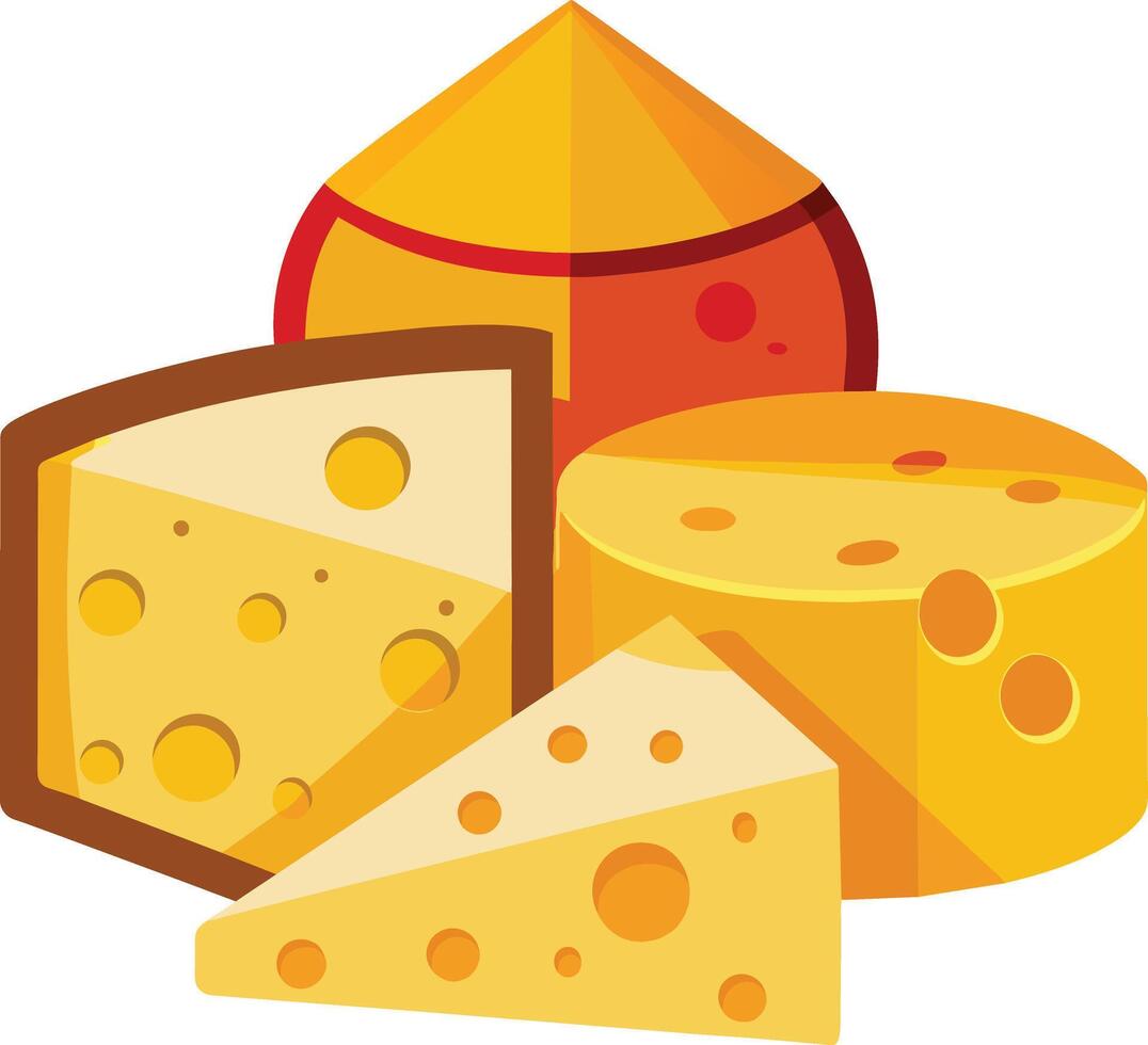 Cheese and slice on white background vector