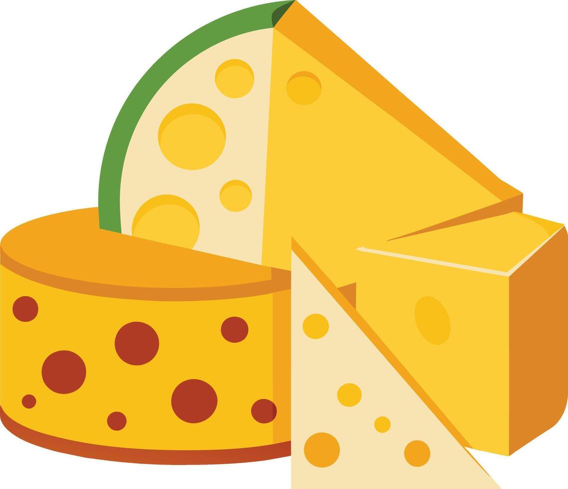Cheese and slice on white background vector