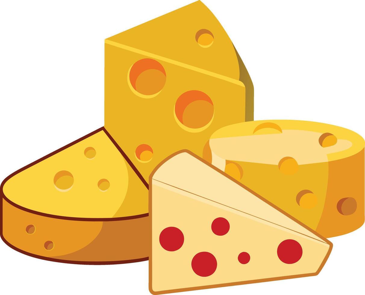 Cheese and slice on white background vector