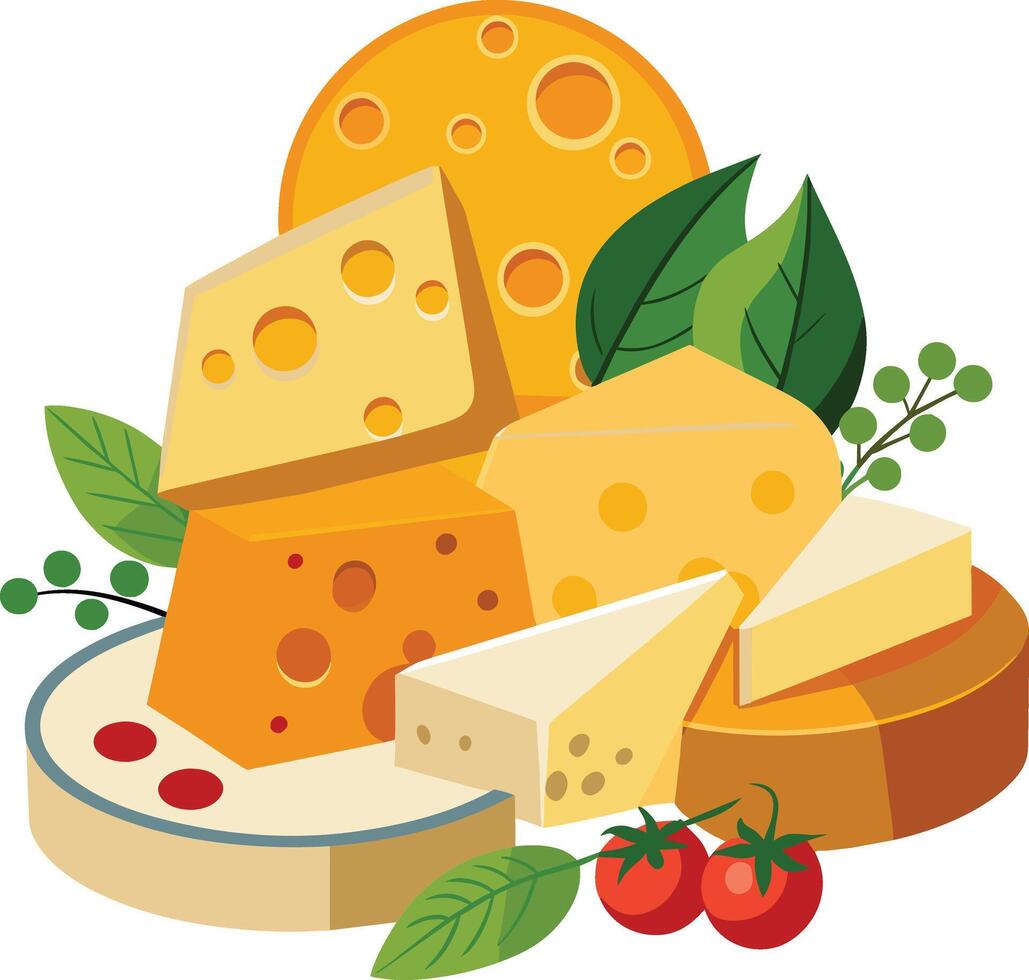 Cheese and slice on white background vector