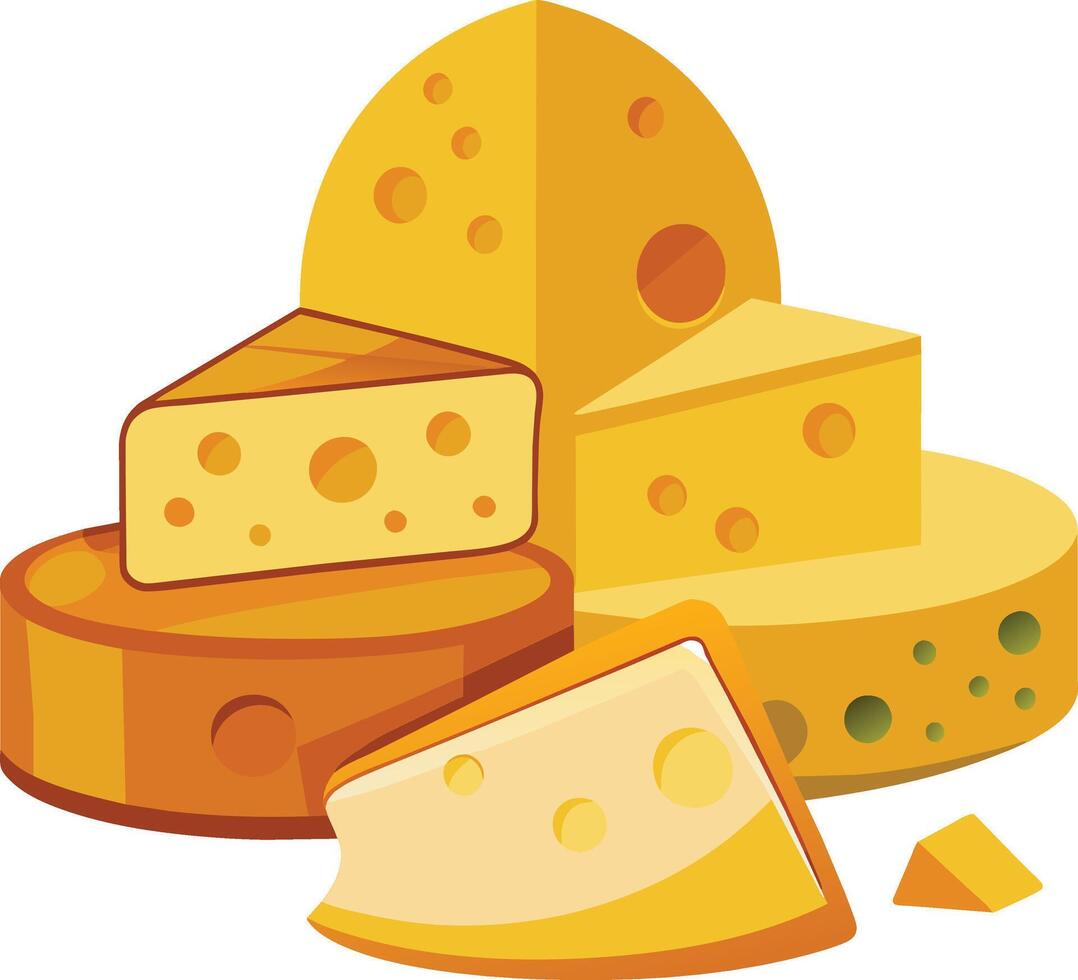 Cheese and slice on white background vector