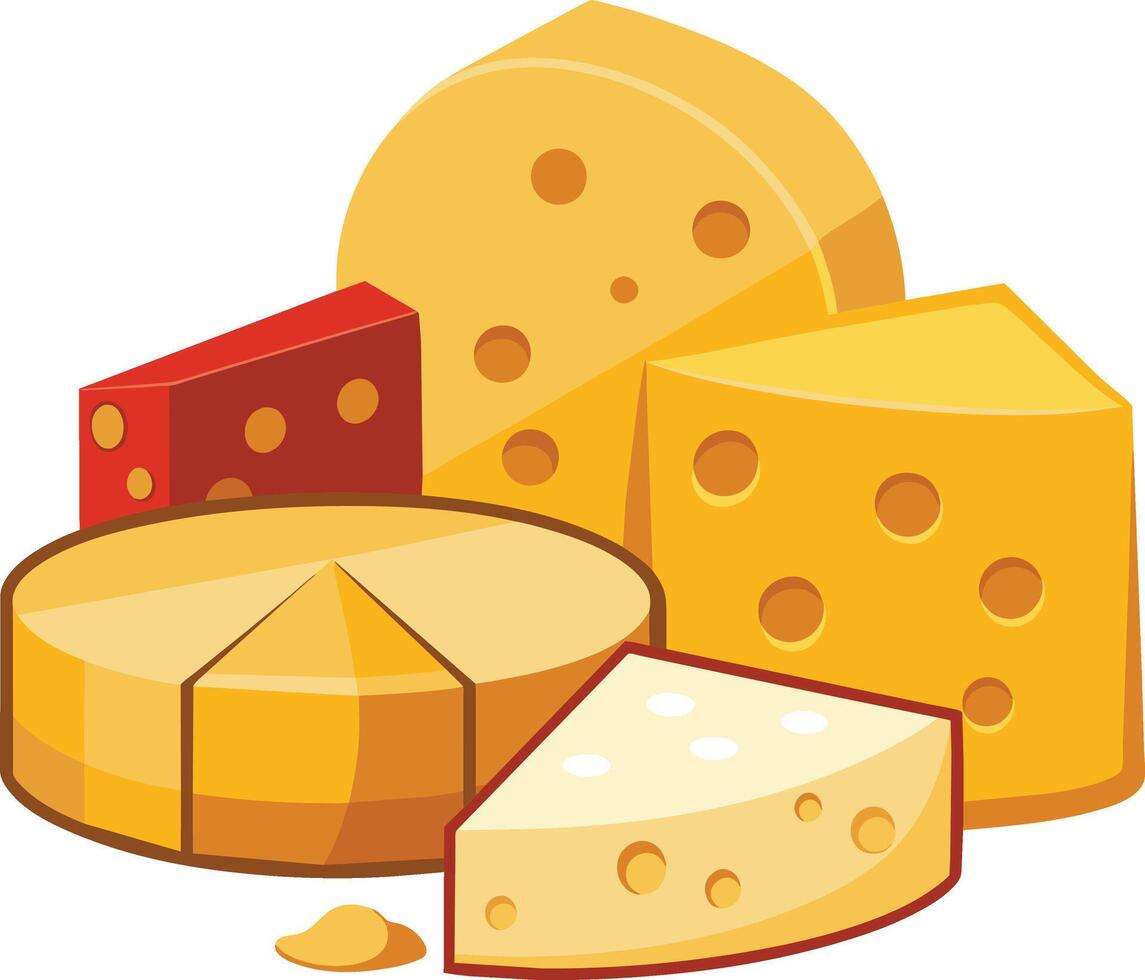 Cheese and slice on white background vector