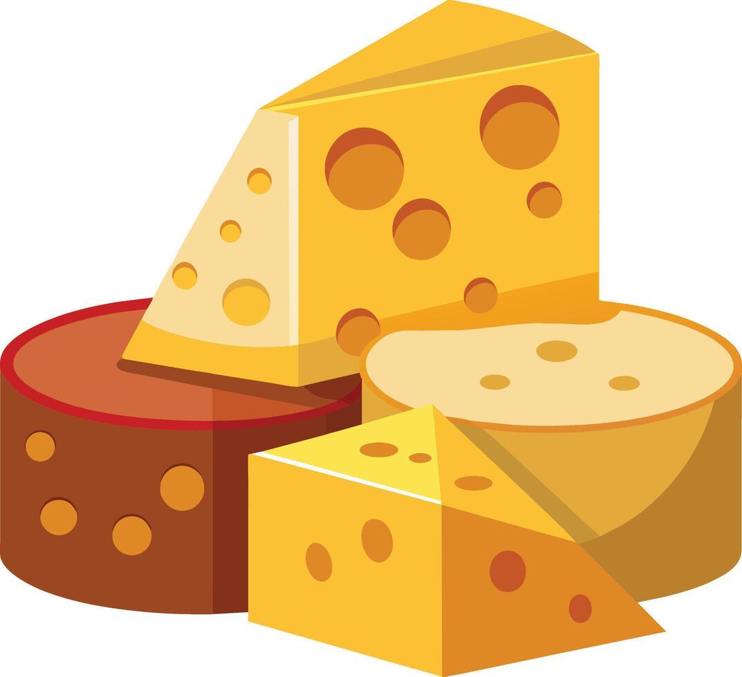 Cheese and slice on white background vector