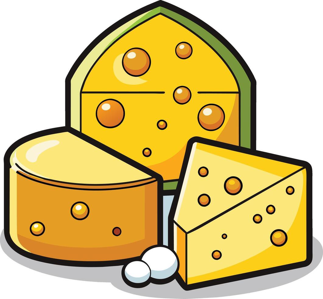 Cheese and slice on white background vector