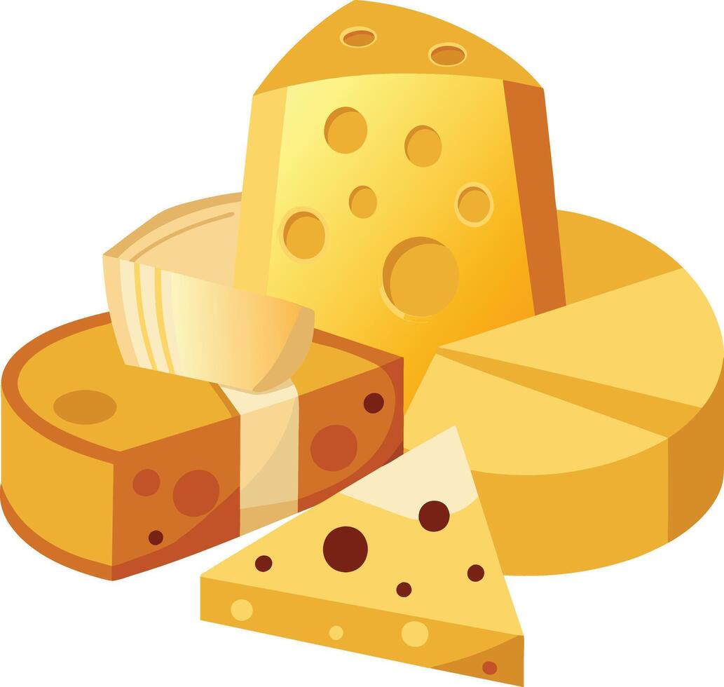 Cheese and slice on white background vector