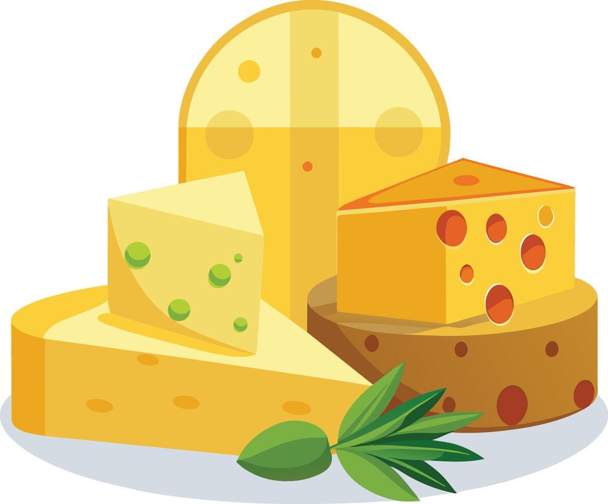 Cheese and slice on white background vector