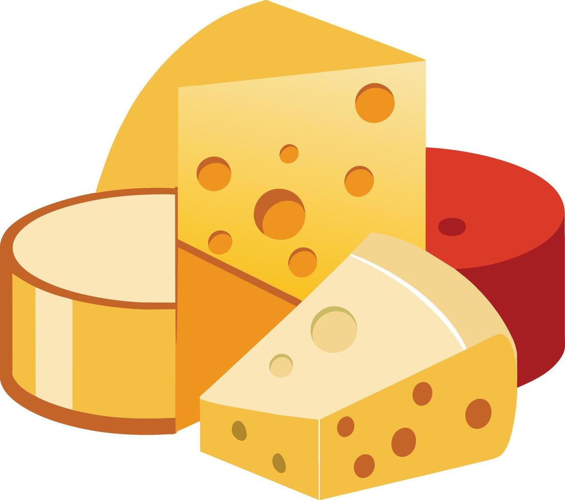 Cheese and slice on white background vector