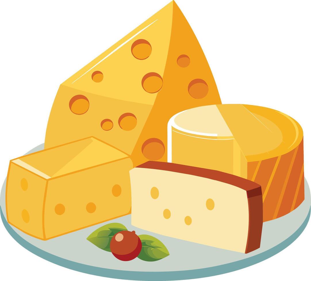 Cheese and slice on white background vector