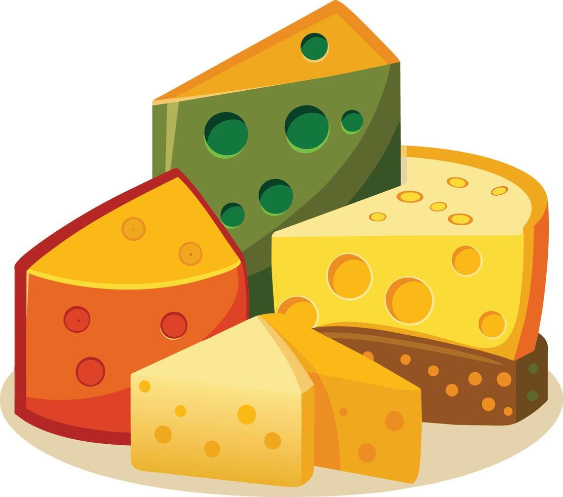 Cheese and slice on white background vector