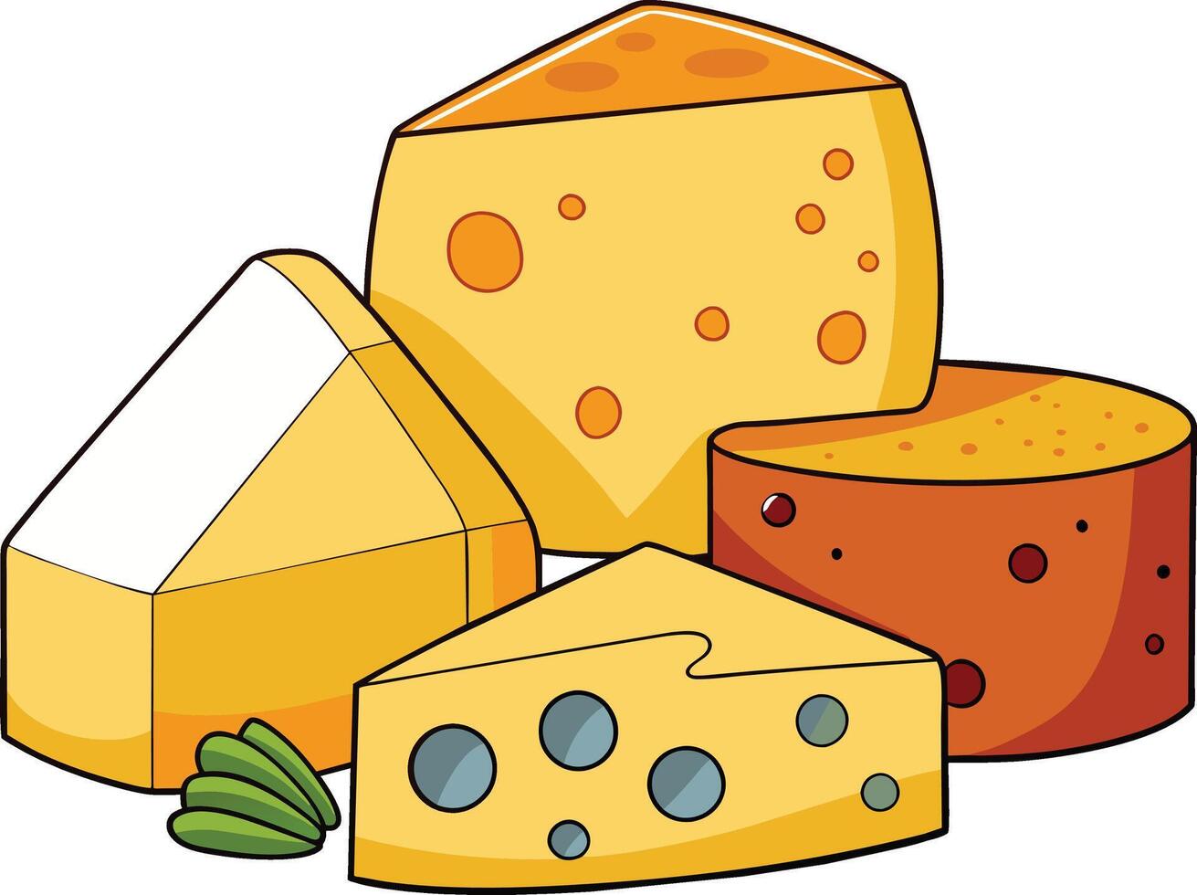 Cheese and slice on white background vector