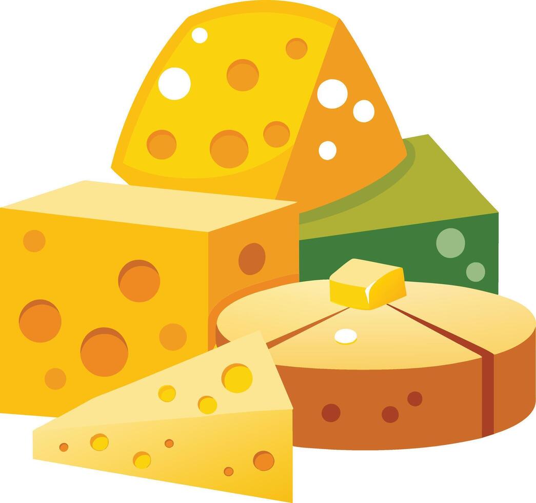 Cheese and slice on white background vector