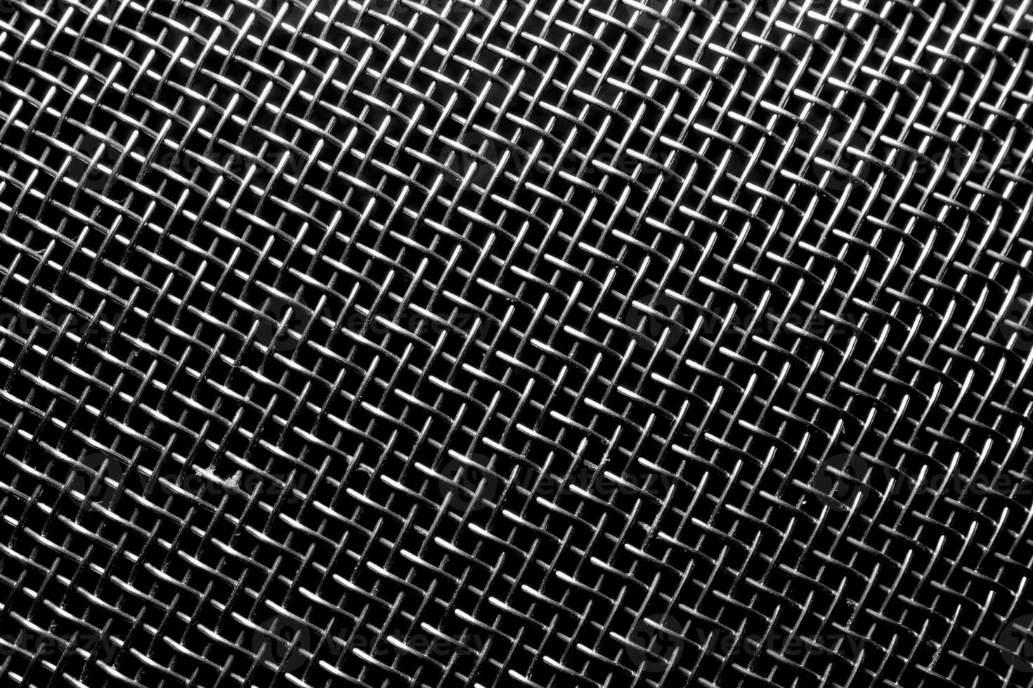 Monochrome texture of a shiny metal colander or grate. Abstract background. photo