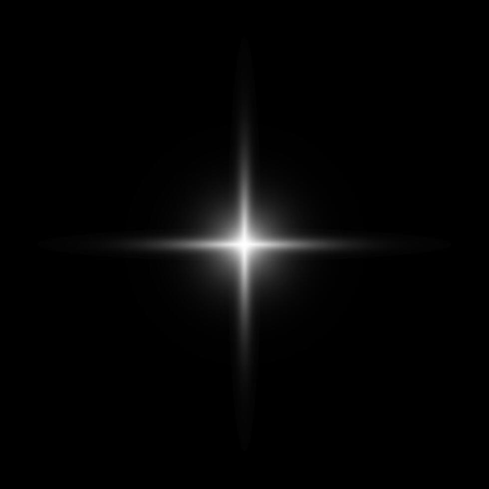 Glare star on black. Light flashes. transparent elements with glow effect vector