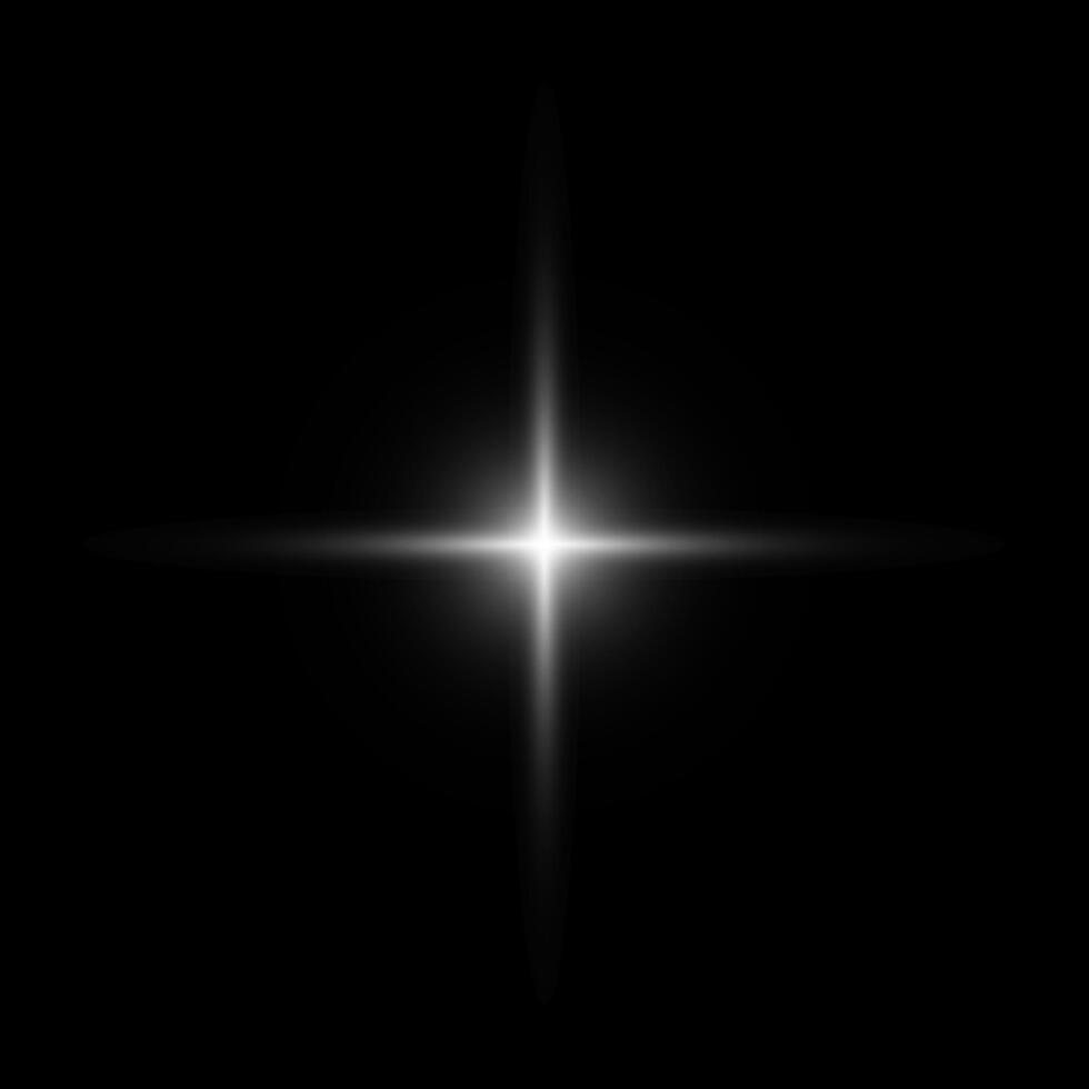 Glare star on black. Light flashes. transparent elements with glow effect vector