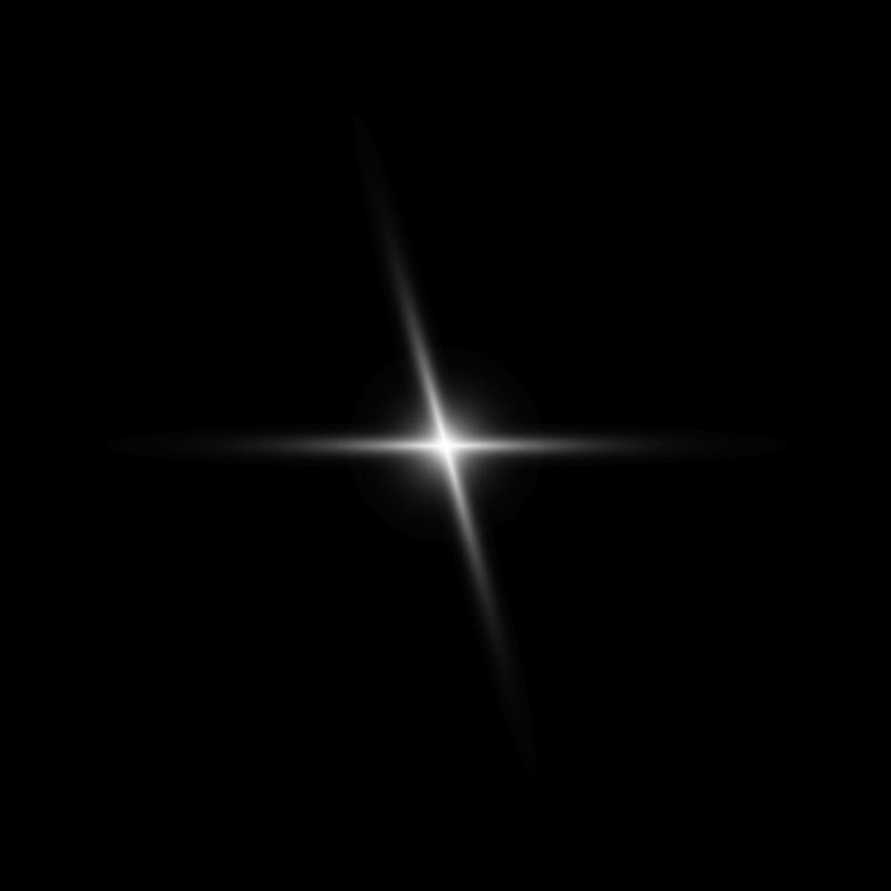 Glare star on black. Light flashes. transparent elements with glow effect vector