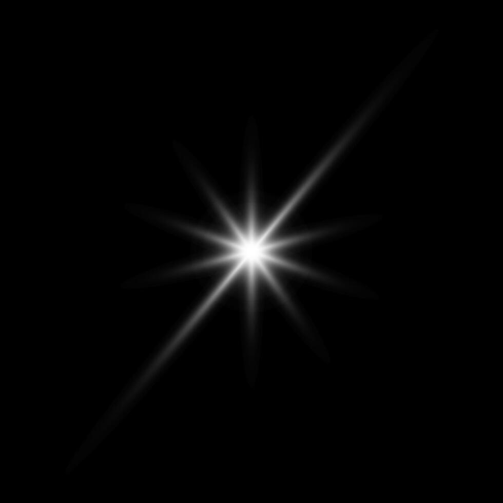 Glare star on black. Light flashes. transparent elements with glow effect vector