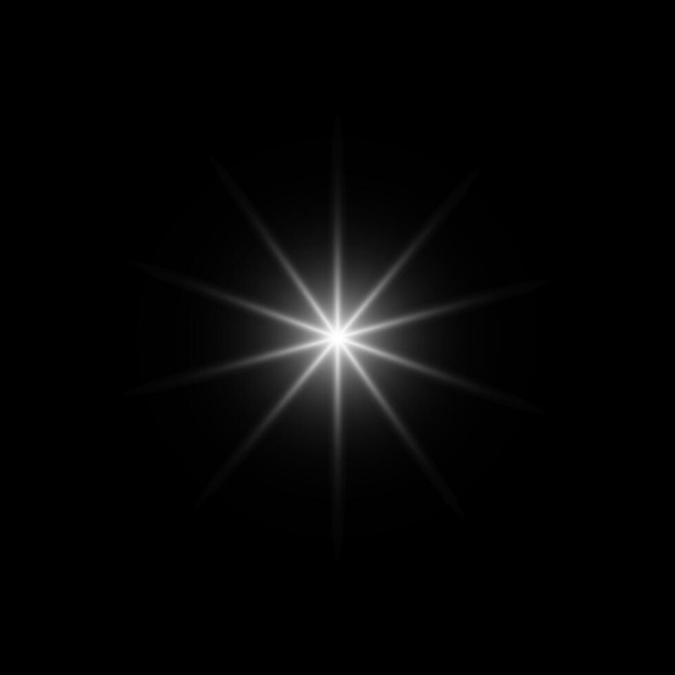 Glare star on black. Light flashes. transparent elements with glow effect vector