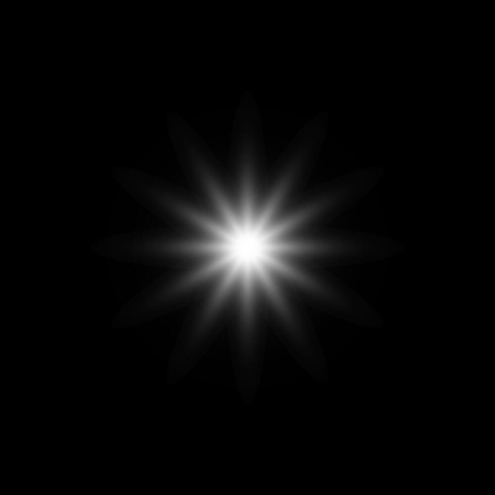 Glare star on black. Light flashes. transparent elements with glow effect vector