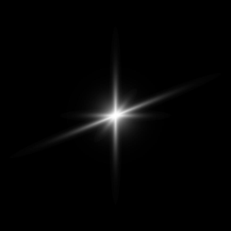 Glare star on black. Light flashes. transparent elements with glow effect vector