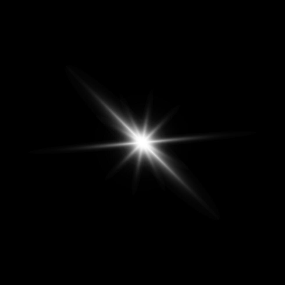 Glare star on black. Light flashes. transparent elements with glow effect vector