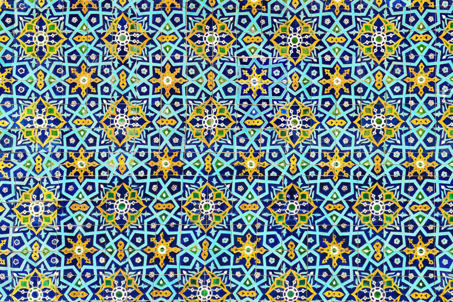 Geometric traditional Islamic ornament. Fragment of a ceramic mosaic. photo