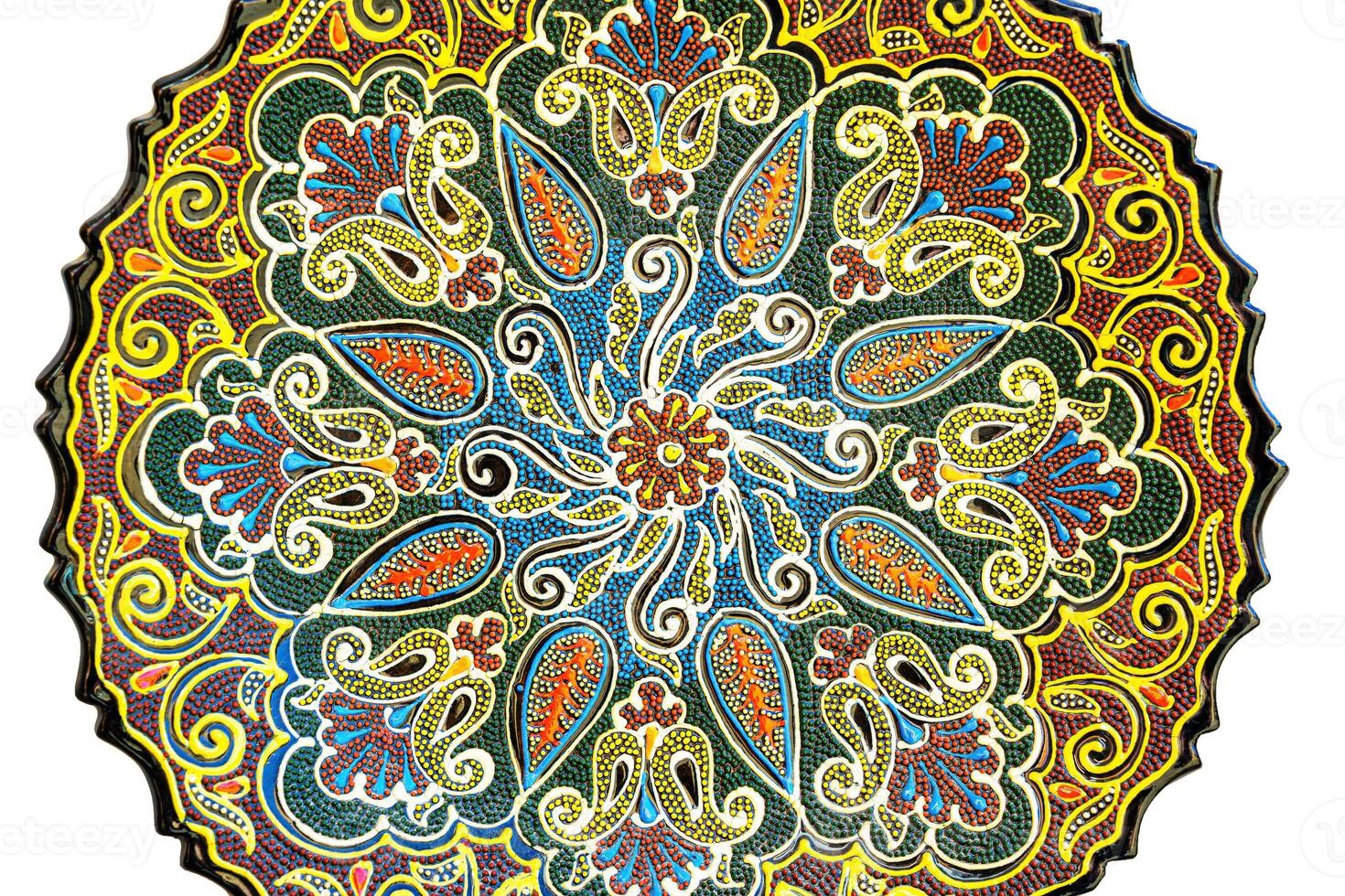 Arábica pintado cerámico platos resumen antecedentes. foto