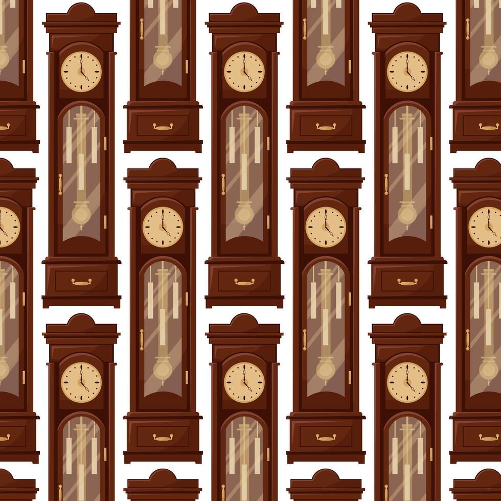 antiguo reloj en plano estilo. modelo para textil, envase papel, antecedentes. vector