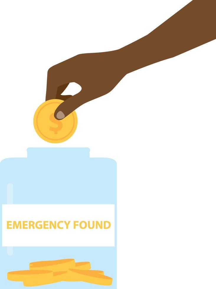 Emergency Fund. Saving dollar coin in money jar. Growth, income, savings, investment. Symbol of wealth. Business success. vector