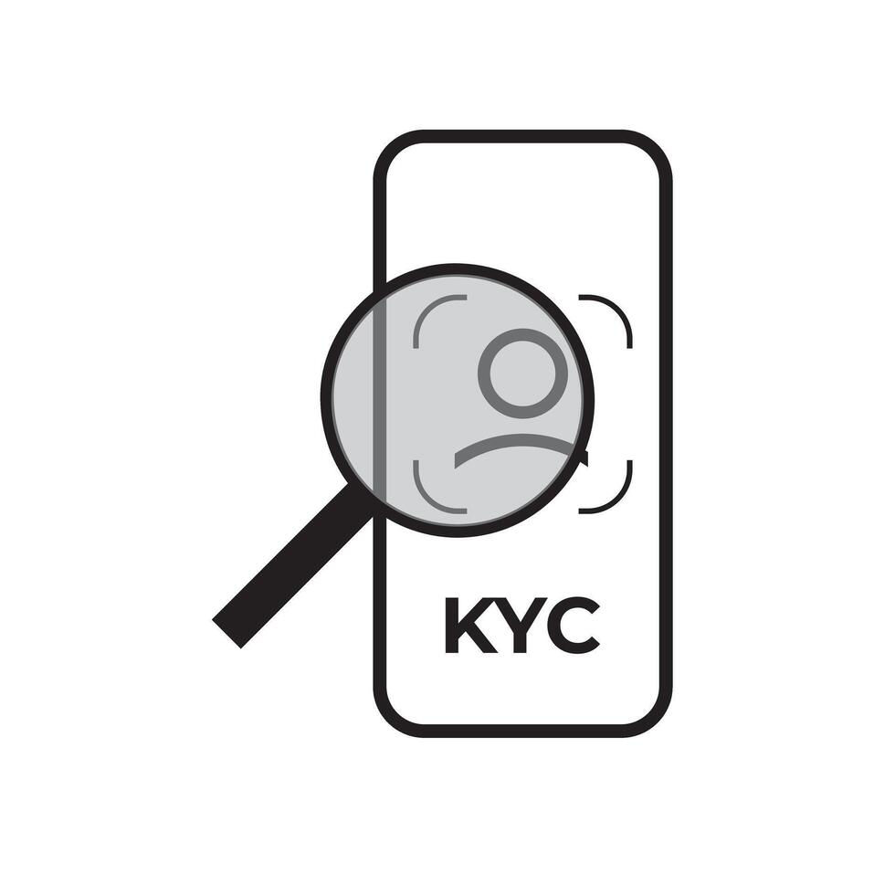 kyc, saber tu cliente línea icono vector