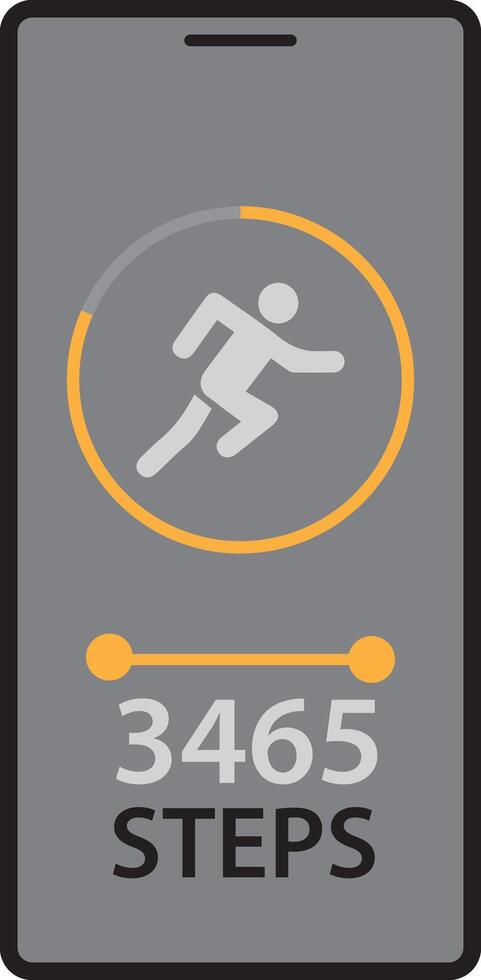 Fitness tracking app on mobile phone. Run tracker, walk steps counter. vector