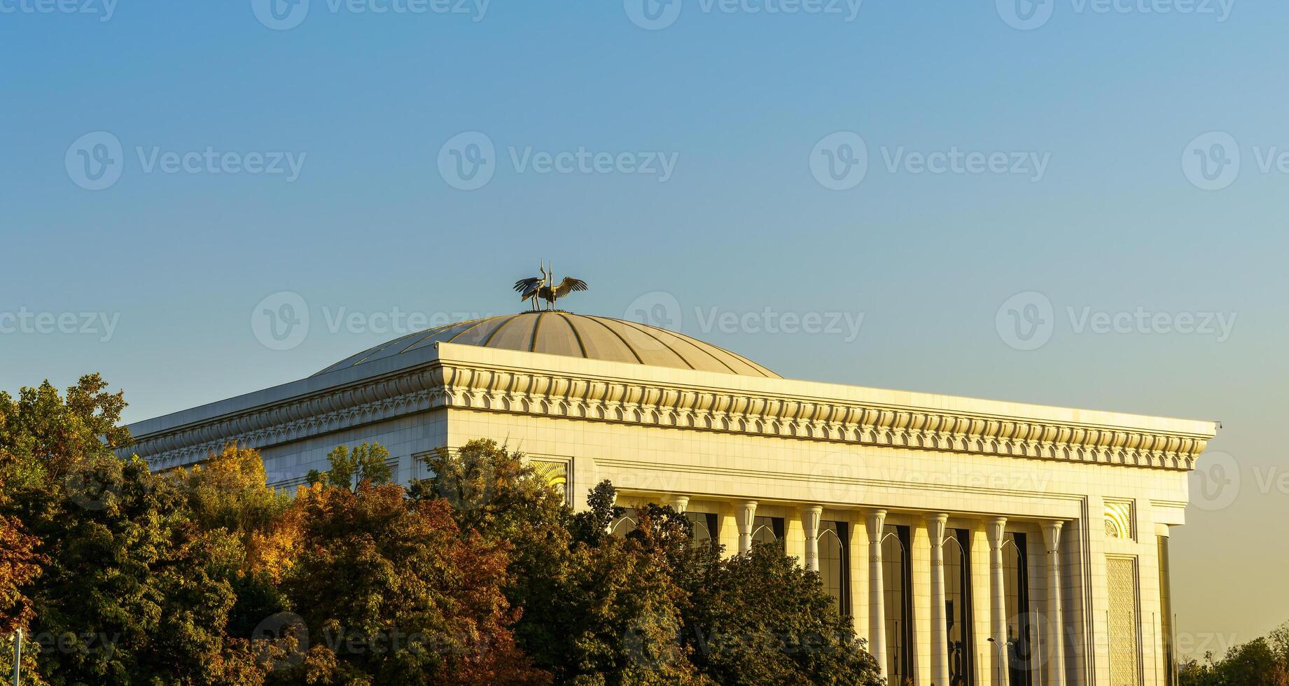 Forums Palace in Tashkent on a sunset with blue sky, Uzbekistan. photo