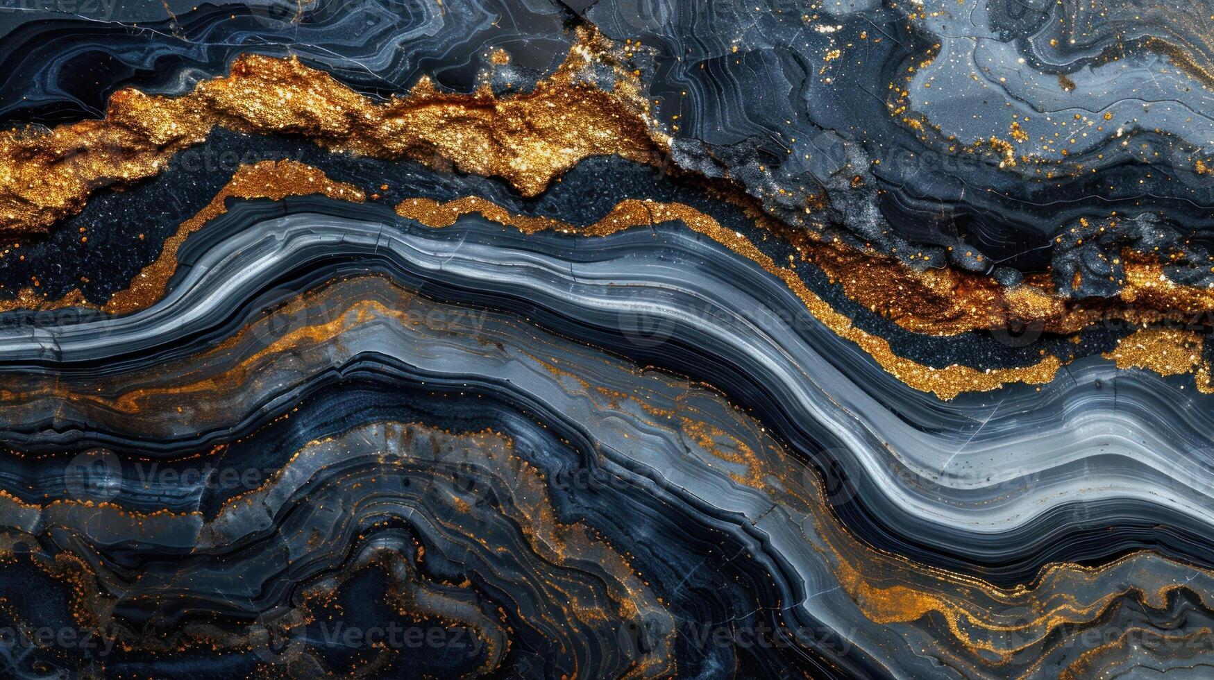 Black and gold marbled surface with elegant swirls and textures photo