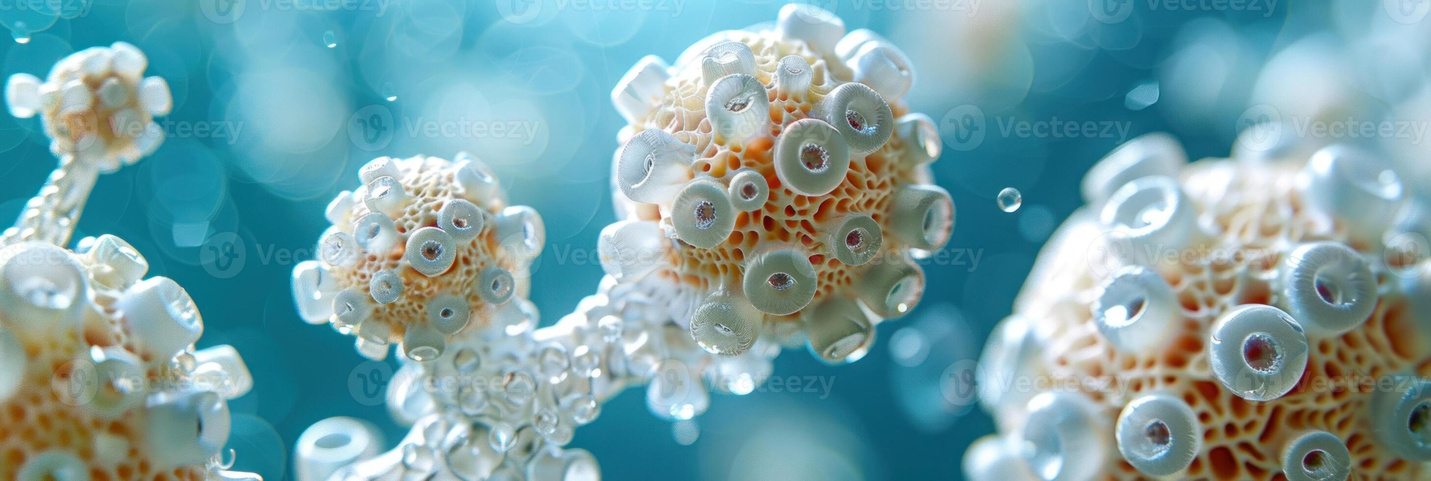 Sea urchins floating together in the ocean photo